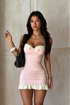 Sexy Halter Neck Color Block Slim Fit Bodycon Mini Dress