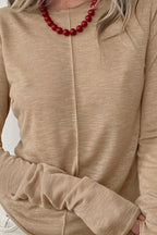 White Crew Neck Long-Sleeve Layering Knit Top