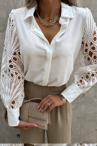 Blusas de moda con cuello vuelto, ahuecadas y lisas 