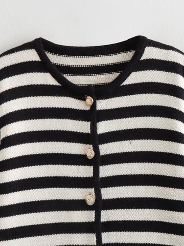 Tossy Zebra Printed Fashion Sweater Cardigan Women Loose Striped High Waist Patchwork Casual Outwear Knitwear Female Coat 2023