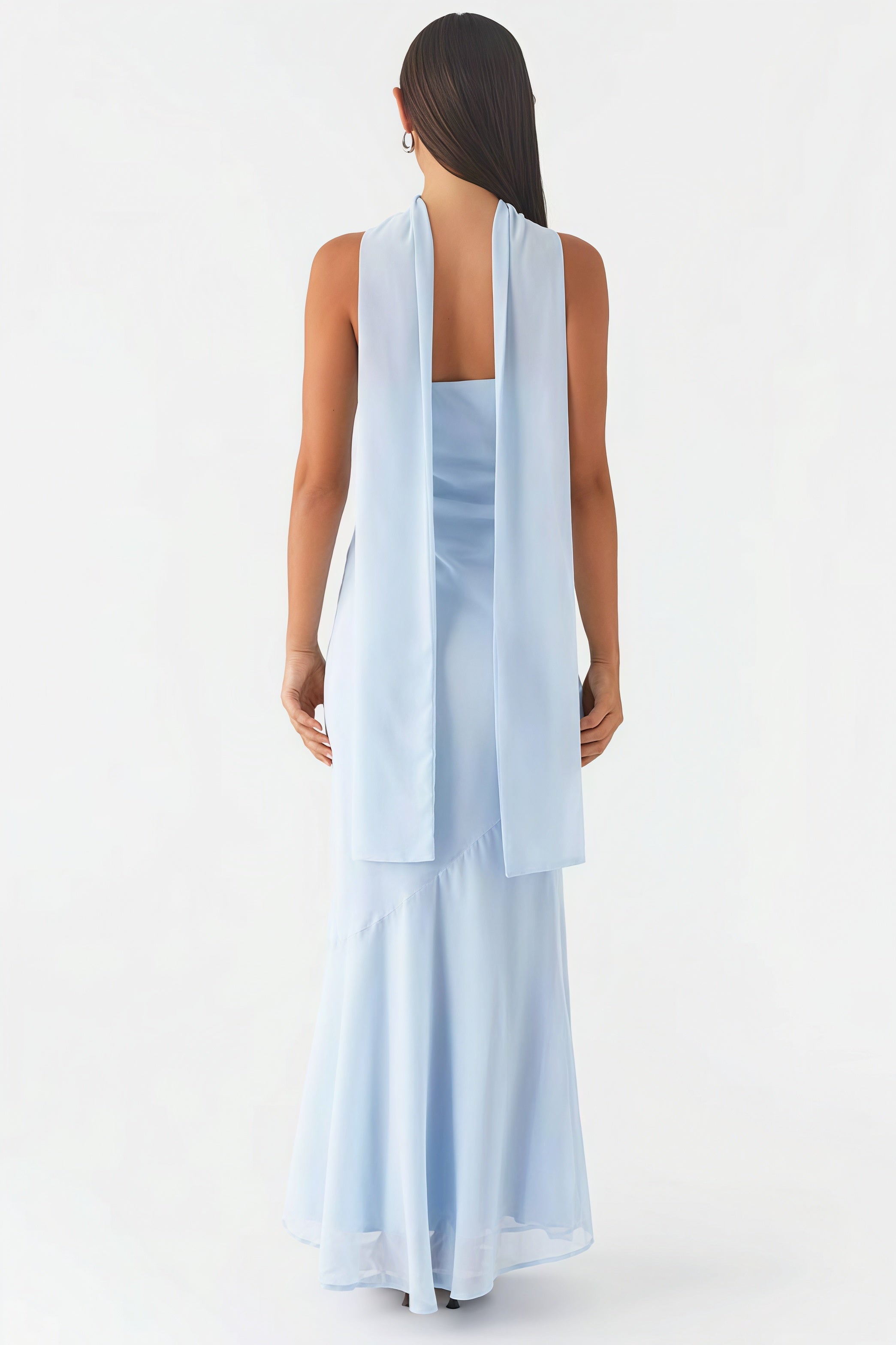 Floral Tie Fishtail Vacation Maxi Dress