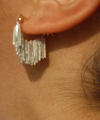 Pendientes de aro con borlas de cobre blanco dorado de moda 
