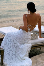 Chiffon Jacquard Backless Cami Maxi Dress