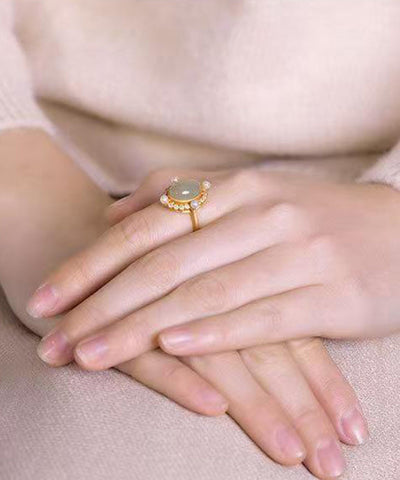 Anillos vintage de ágata dorada en plata de ley roja 