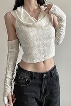Solid Hooded Cropped Street Tank Top