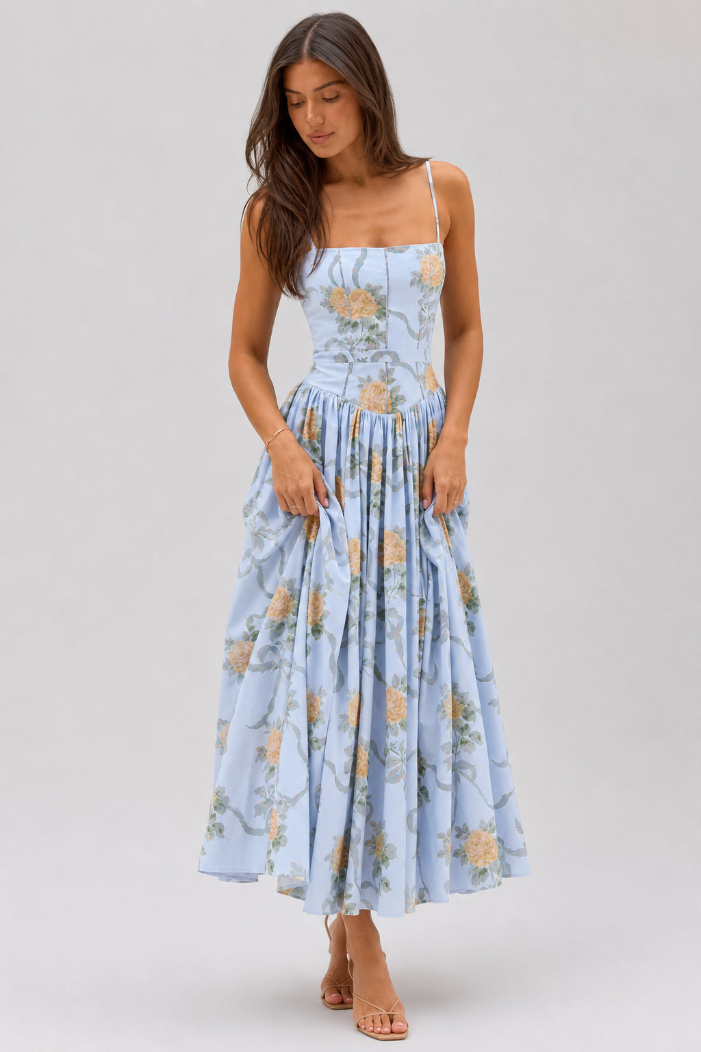 Sexy Floral Cami Bodycon Maxi Dress