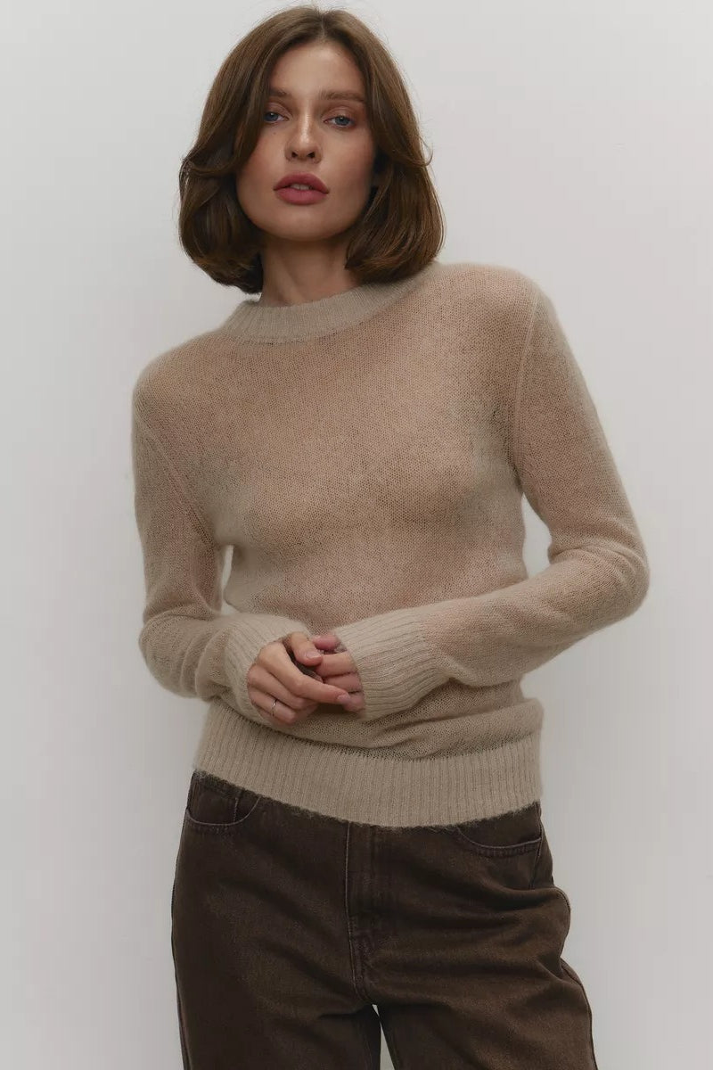 Mohair Round Neck Knit Top