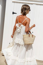 Ruffle Hem Flowy Beach Maxi Dress