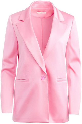 Satin Solid Blazer & High Waist Pants Set