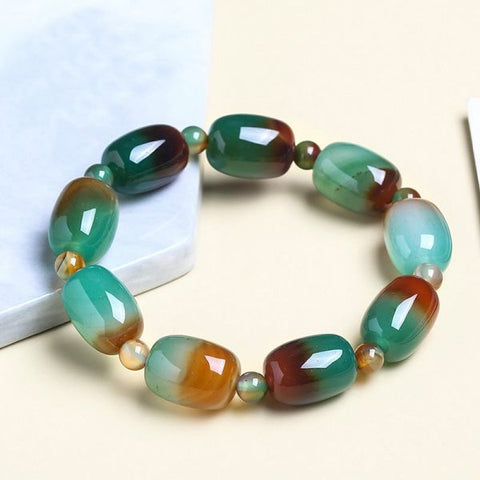 Natural Agates Barrel Shape Bangle Bracelet For Women