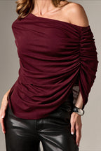 Solid Ruched Cape Loose Blouse