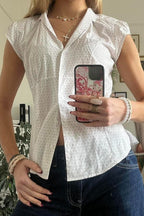 Versatile Red White Plaid Blouse