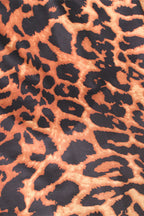 Leopard Print Ruched Round Neck Maxi Dress