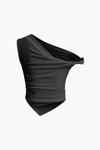 Camiseta fruncida asimétrica Alla Solid Twist 
