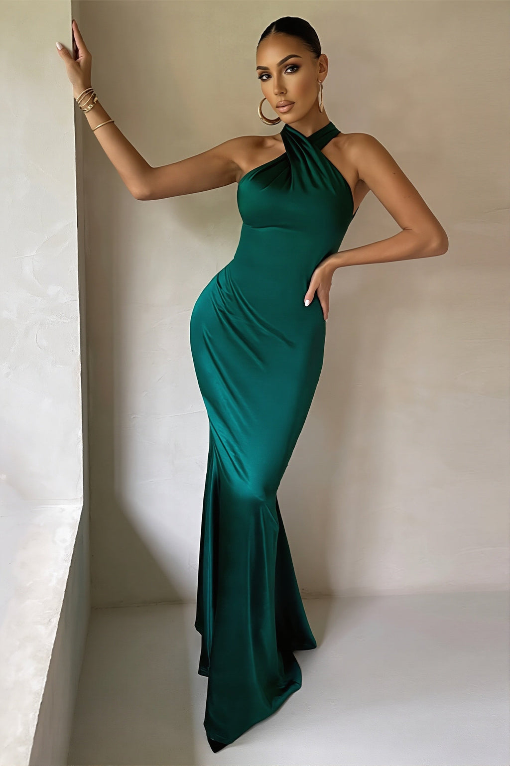 Chic Solid Slim Backless Sleeveless Maxi Dress