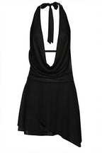 Solid Deep V Halter Backless Mini Dress