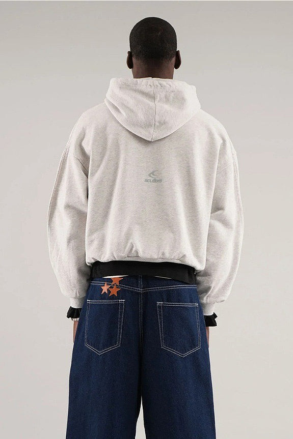 Solid 3D Letter Casual Longsleeve Hoodie