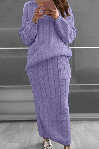 Vestido tipo suéter de punto con bolsillos Mylah, traje de dos piezas 