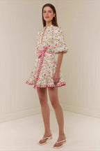 Casual Linen Lace-up Belted Summer Beach Mini Dress