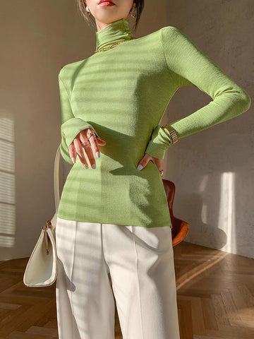 Woman Tshirts Women's Turtleneck Long-Sleeved T-shirt Autumn Winter Coat Tops Mujer Camisetas