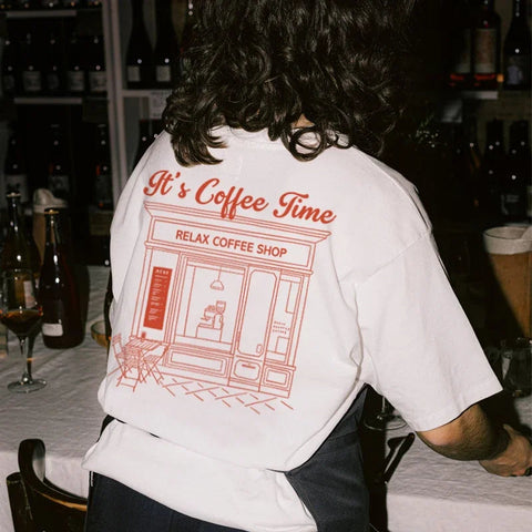 Camiseta con estampado retro en la espalda Coffee Time 