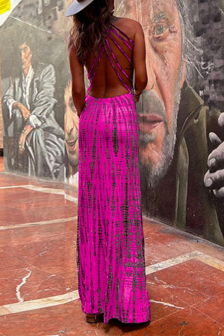 Vestido largo cruzado con espalda abierta y efecto tie-dye de Meridress (6 colores disponibles)