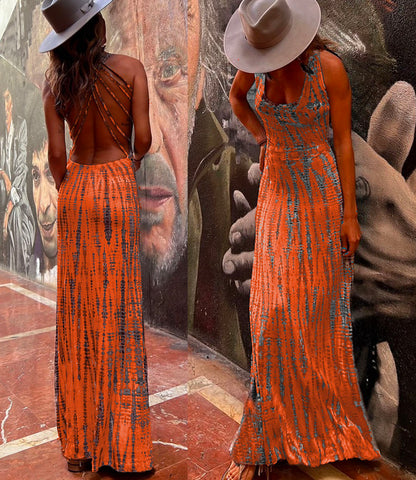 Vestido largo cruzado con espalda abierta y efecto tie-dye de Meridress (6 colores disponibles)