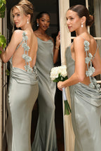 Sexy 3D Flower Cami Open Back Maxi Dress