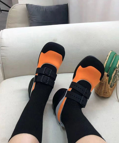 Zapatos de ballet con tacones altos, estilo elegante, de piel sintética con hebilla y correa de color block 