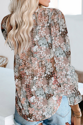 Casual Elegant Print Patchwork Frenulum V Neck Tops(7 Colors)