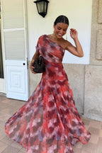 Floral Print Ruched Flared A-Line Vacation Mini Dress