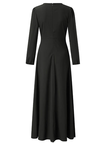 V-Neck Maxi Dress Strong Shoulder Belted A-Line Prom Dresses