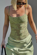 Lace Splice Bodycon Tube Maxi Dress