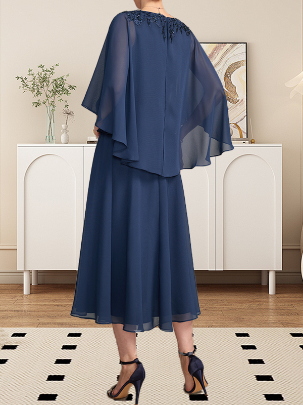 Vestido de gasa con encaje y escote en V, largo hasta la rodilla, para madre de la novia, con lentejuelas y abalorios