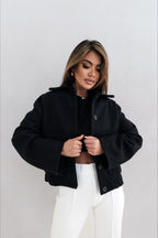Trendy Solid Wool Pocket Elastic Snap Coat