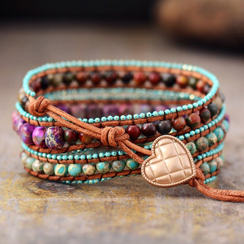 Boho Jasper Heart Bracelet