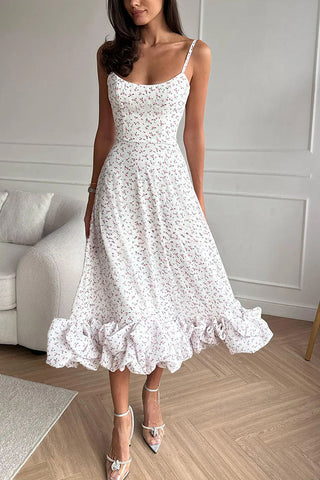 Vestido midi para banquete, fiesta, bustier con volantes y estampado floral de Spotlight Delight 