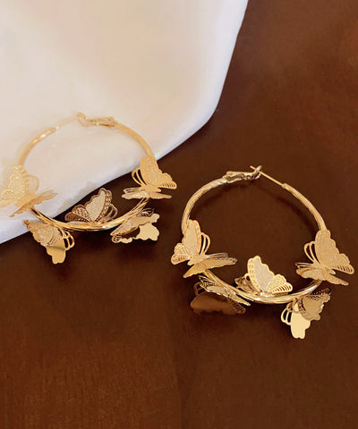 Vogue Gold – Creolen mit Schmetterlings-Motiv, Sterlingsilber 