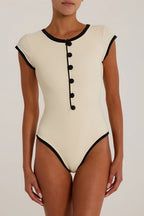 Sexy Color Block Cut Out One Piece Swimwear