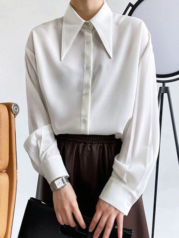 Blusa elegante de manga larga en tres colores lisos 