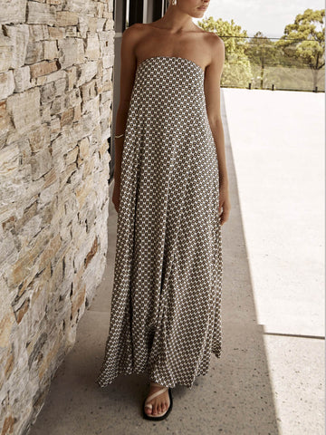 Maxikleid im Bohème-Stil mit Rautenmuster 