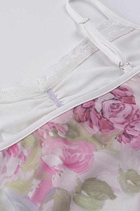 Elegant Floral Mesh Lace Cami Top