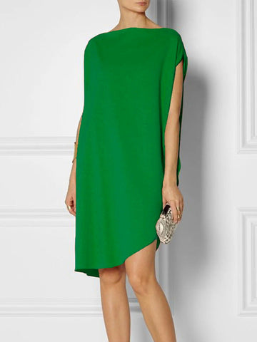Sommerliches, urbanes, einfarbiges, kurzärmliges Minikleid 