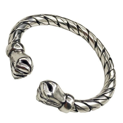Sterling Silver Double Fist Power Bracelet