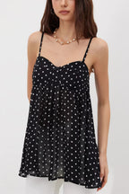 Bow Strap Ruffle Hem Cami Top