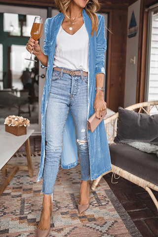 Lässige Oberbekleidung mit einfarbigem Patchwork-Cardigan-Kragen (7 Farben) 