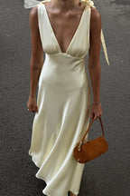 Elegant Backless Tie Bodycon Maxi Dress