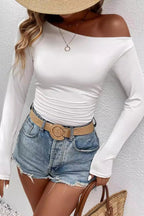 One Shoulder Slim Long Sleeve T-shirt