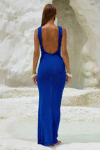 Sexy Shiny Sleeveless Backless Slim Maxi Dress