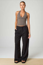 Sexy Polka Dot Plaid Slim Halter Top